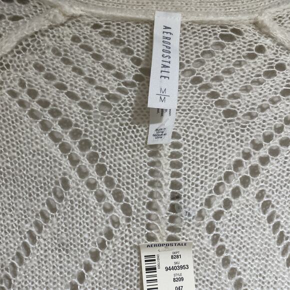 Aeropostale Cream Lightweight Cardigan Open Front Womens Open Knit Sz Med - Picture 3 of 6